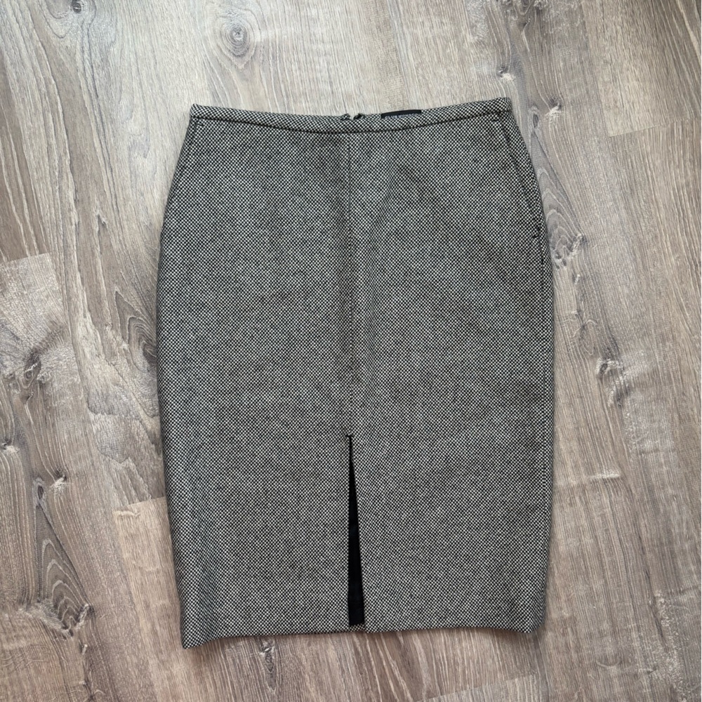 Club Monaco 100% Wool Pencil Skirt Black‎ Gray Women's Size 4 Office Work